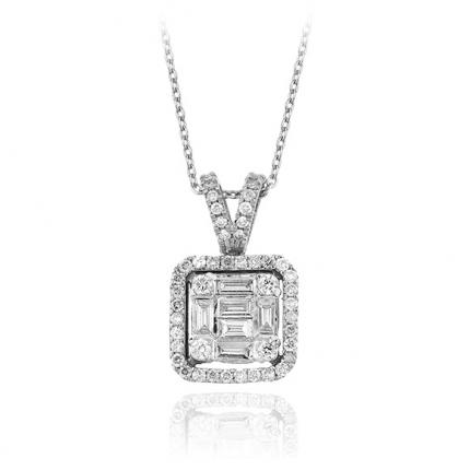 0.80 ct Baget Pırlanta Kolye